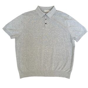 SuitSupply Polo Shirt Men’s 2XL Gray Cotton Silk Ribbed Knit Old Money